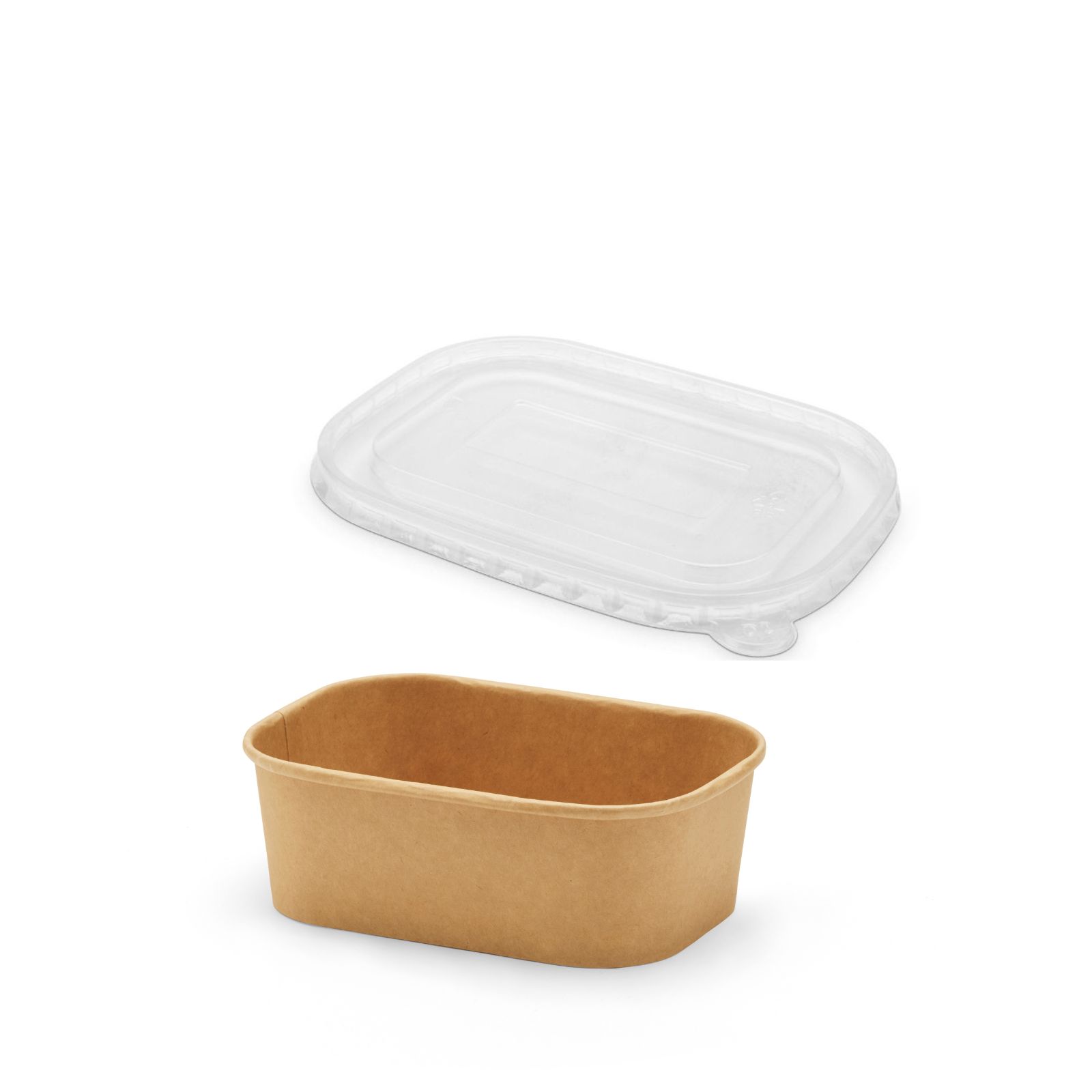 PACK DE ENVASE CARTÓN COMPOSTABLE RECTANGULAR GRANDE 750 ml + TAPAS R-PET